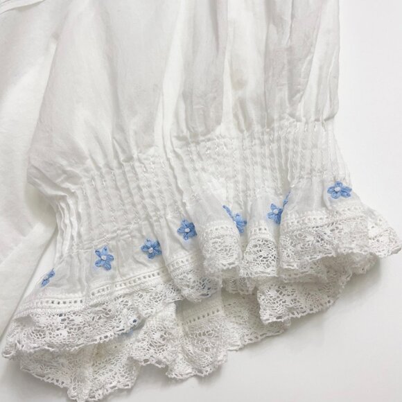 Doen blue embroidered floral shirt - Picture 4 of 9